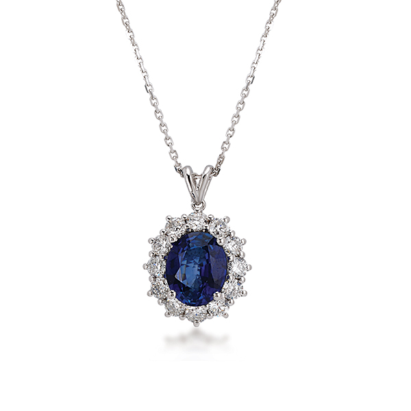 2,96 Karat Pırlantalı Safir Kolye