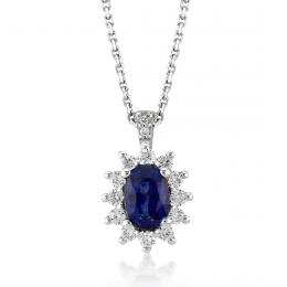 0,78 Karat Pırlantalı Safir Kolye
