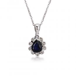 0,48 Karat Pırlantalı Safir Kolye