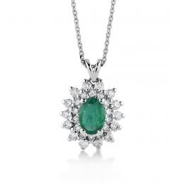 1,15 Karat Pırlantalı Zümrüt Kolye