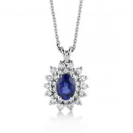 1,54 Karat Pırlantalı Safir Kolye