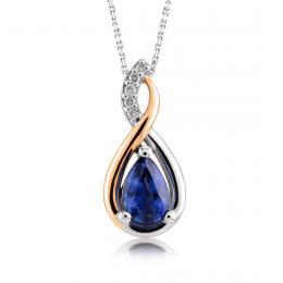 0,42 Karat Pırlantalı Safir Sonsuzluk Kolye