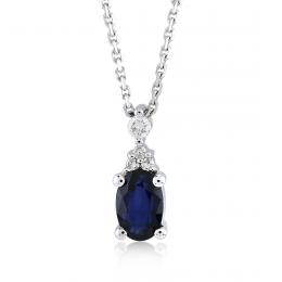 0,56 Karat Pırlantalı Safir Kolye