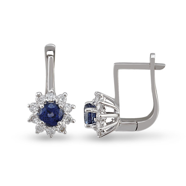 0,79 Karat Pırlantalı Safir Küpe