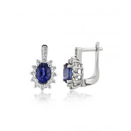 1,56 Karat Pırlantalı Safir Küpe