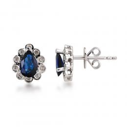 0,97 Karat Pırlantalı Safir Küpe