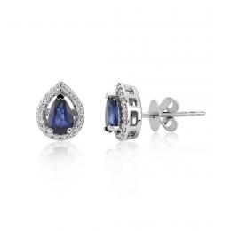 1,09 Karat Pırlantalı Safir Küpe