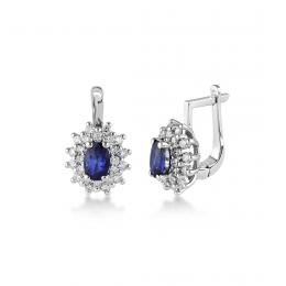 1,73 Karat Pırlantalı Safir Küpe