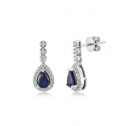 1,22 Karat Pırlantalı Safir Küpe