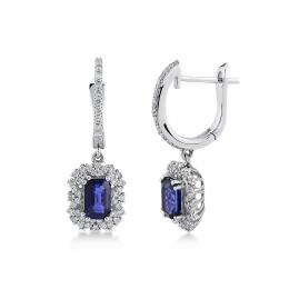 1,67 Karat Pırlantalı Safir Küpe