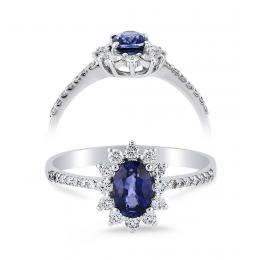 0,83 Karat Pırlantalı Safir Yüzük