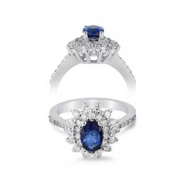 1,63 Karat Pırlantalı Safir Yüzük