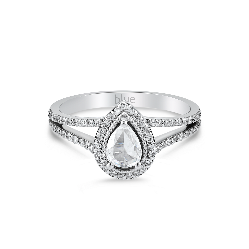 1 1/4ct Cushion Halo Blue Diamond 